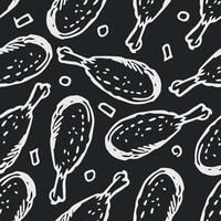 Seamless pattern with chicken legs. meat background. Doodle chicken legs icons. Seamless meat pattern vector