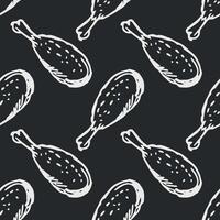 Seamless pattern with chicken legs. meat background. Doodle chicken legs icons. Seamless meat pattern vector