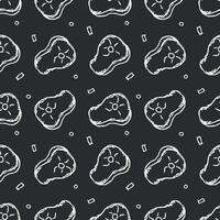 Seamless steak pattern. Drawn meat background vector