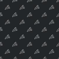 Seamless pizza pattern. Doodle pizza background. Hand drawn illustration with pizza icons. Fast food pattern vector