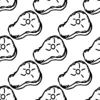 Seamless steak pattern. Drawn meat background vector
