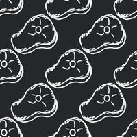 Seamless steak pattern. Drawn meat background vector