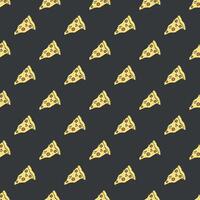 Seamless pizza pattern. Doodle pizza background. Hand drawn illustration with pizza icons. Fast food pattern vector