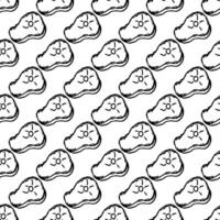 Seamless steak pattern. Drawn meat background vector