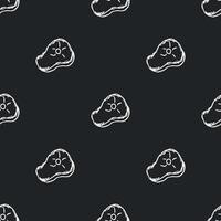 Seamless steak pattern. Drawn meat background vector