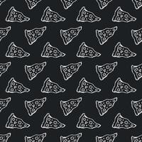 Seamless pizza pattern. Doodle pizza background. Hand drawn illustration with pizza icons. Fast food pattern vector