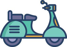 retro moped linear color illustration vector