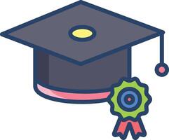 Graduation Cap linear color illustration vector