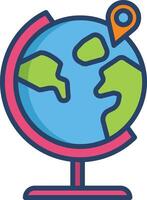 Globe linear color illustration vector
