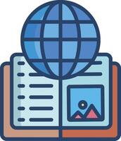 book globe linear color illustration vector