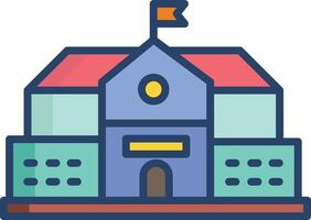 academy building linear color illustration vector