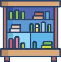 Library Shelf linear color illustration vector