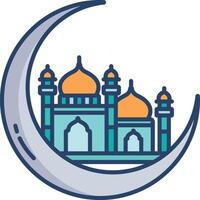 Ramdan Kareem linear color illustration vector
