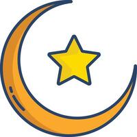 Ramdan Moon linear color illustration vector