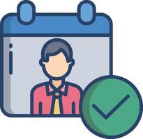 Date man linear color illustration vector