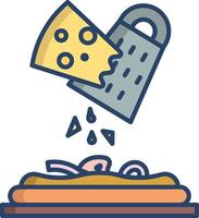 Cheese grating linear color illustration vector