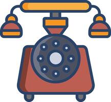 retro telephone linear color illustration vector