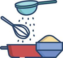 Flour whisking linear color illustration vector