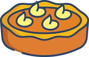 Pumpkin pie linear color illustration vector