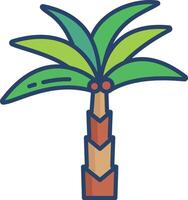 Date Palm linear color illustration vector