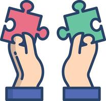 Puzzle Pieces linear color illustration vector