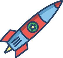 Rocket linear color illustration vector