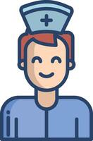 Nurse man linear color illustration vector