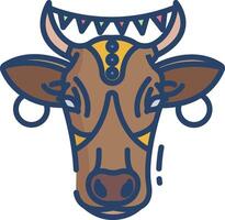 Cow linear color illustration vector