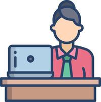 Work Man linear color illustration vector