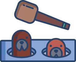 Whack a mole linear color illustration vector