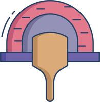 wood firing pizza linear color illustration vector