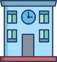office building linear color illustration vector