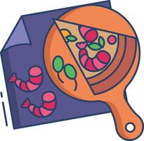 prawn pizza linear color illustration vector
