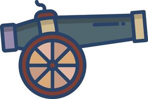 Cannon linear color illustration vector