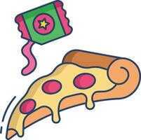 pizza slice linear color illustration vector