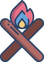 Campfire linear color illustration vector