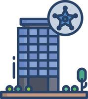 Police station linear color illustration vector