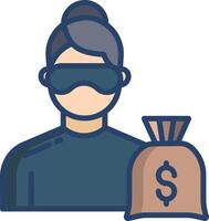 Criminal Woman linear color illustration vector