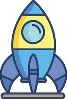 Rocket linear color illustration vector