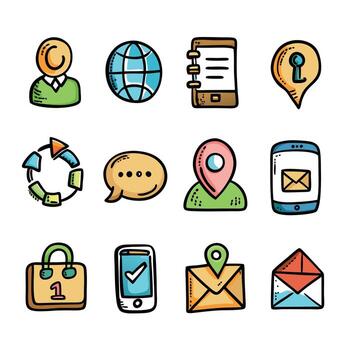 Contact Us icon set collection for websites and mobile applications vector