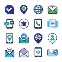 Contact Us icon set collection for websites and mobile applications vector
