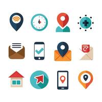 Contact Us icon set collection for websites and mobile applications vector