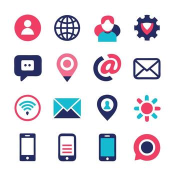 Contact Us icon set collection for websites and mobile applications vector