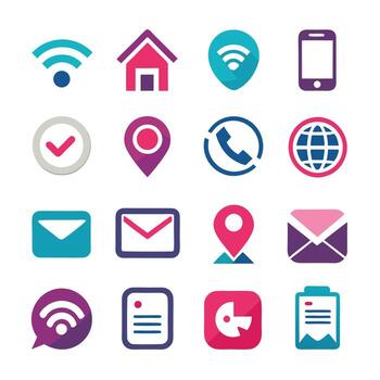 Contact Us icon set collection for websites and mobile applications vector