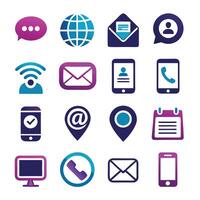 Contact Us icon set collection for websites and mobile applications vector