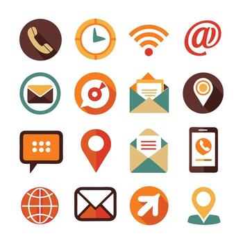Contact Us icon set collection for websites and mobile applications vector