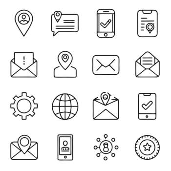 Contact Us icon set collection for websites and mobile applications vector