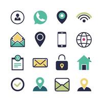 Contact Us icon set collection for websites and mobile applications vector