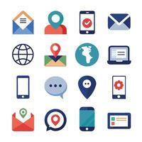 Contact Us icon set collection for websites and mobile applications vector