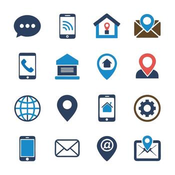 Contact Us icon set collection for websites and mobile applications vector